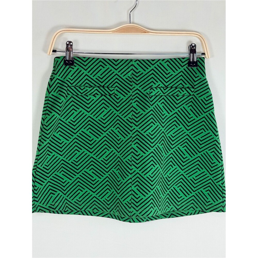 Forever 21 Green Geometric Mini Skirt Bodycon Stretch Y2K Retro Small